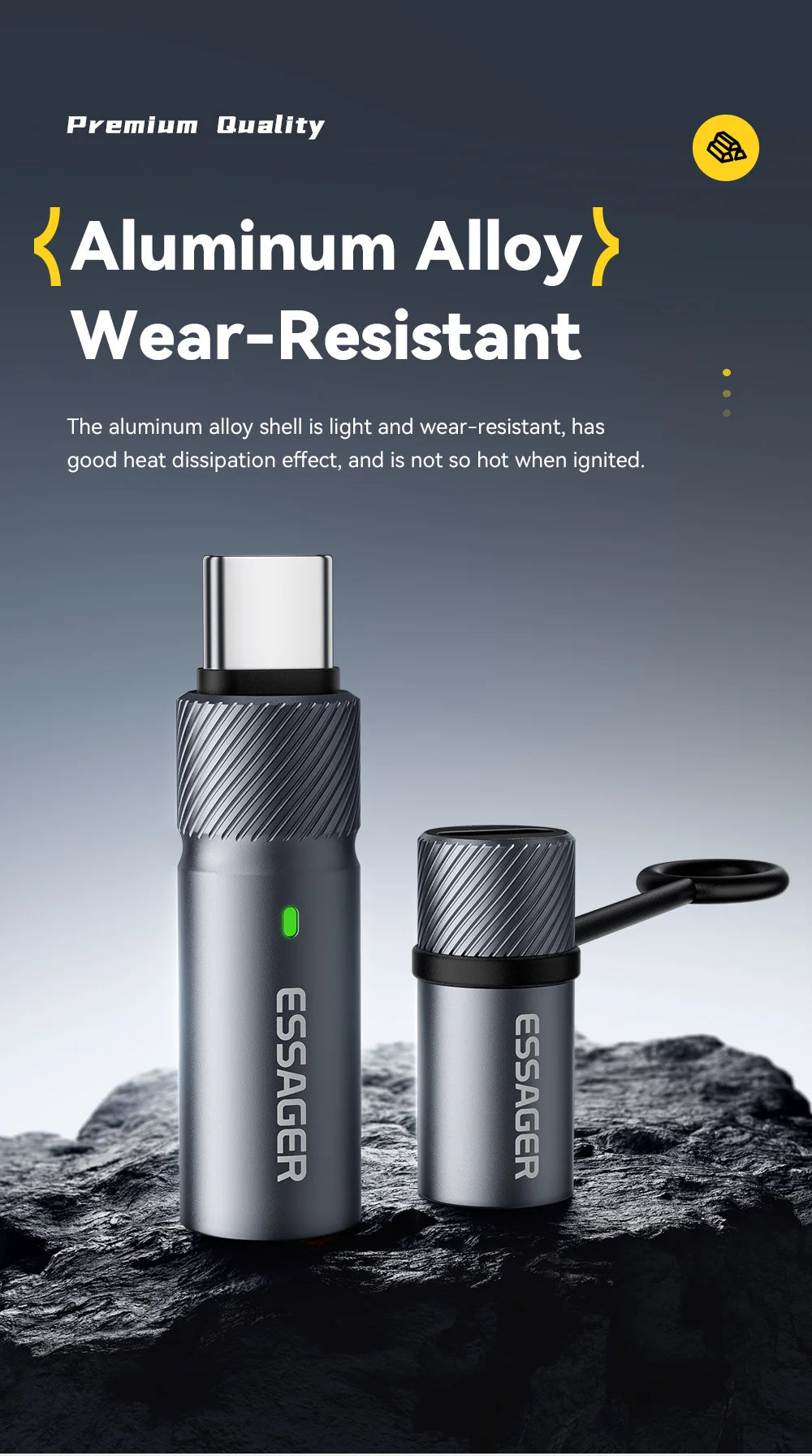 Essager Type-C Mini Cigarette Lighter Tungsten Wire Blowing Safety Energy Saving No Flame Auto Shut-Off for Air Travel Outdoor