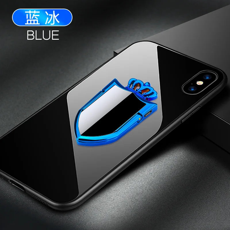 Multi functional phone ring buckle lighter charging USB car holder creative electronic cigarette lighter windproof personality