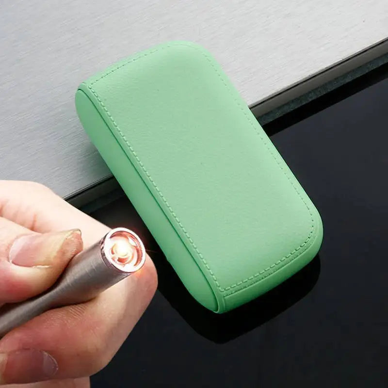 New Imitation Leather Cigarette Case with USB Tungsten Electronic Lighter Cigarette Case Men's Exquisite Gift Cigarette Tool