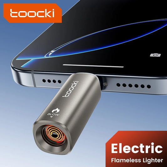 Toocki Portable Mini Type C Cigarette Lighter For Air Travel Outdoor No Flame Compactly Lighter Electric Easy Carrying Storage