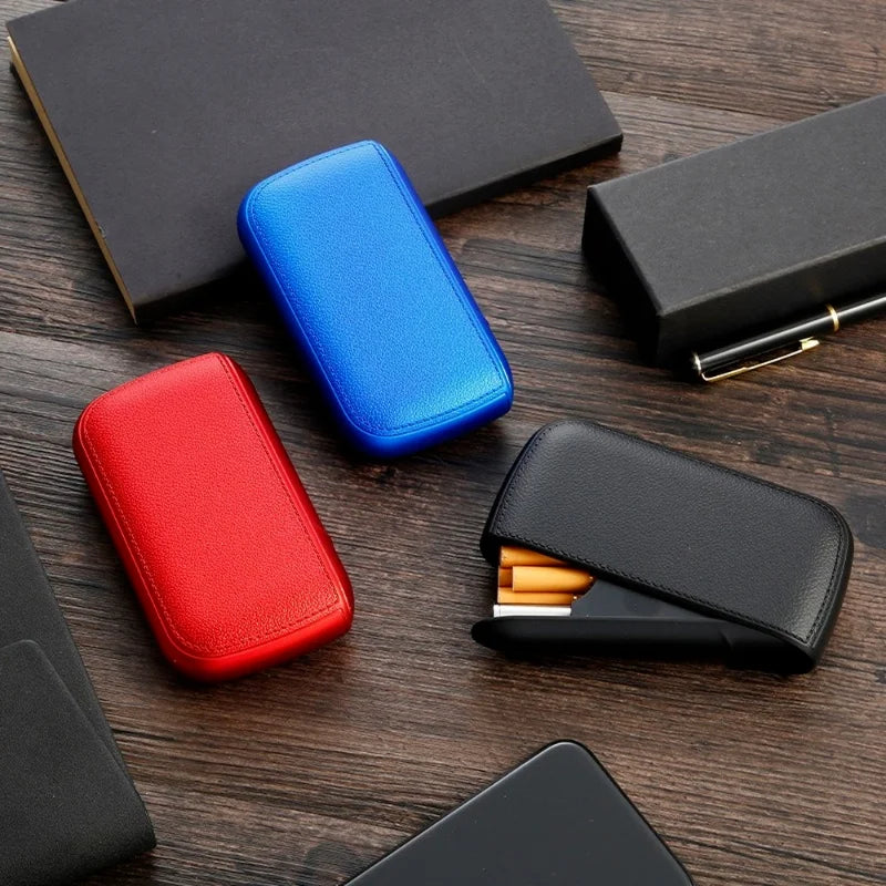New Imitation Leather Cigarette Case with USB Tungsten Electronic Lighter Cigarette Case Men's Exquisite Gift Cigarette Tool