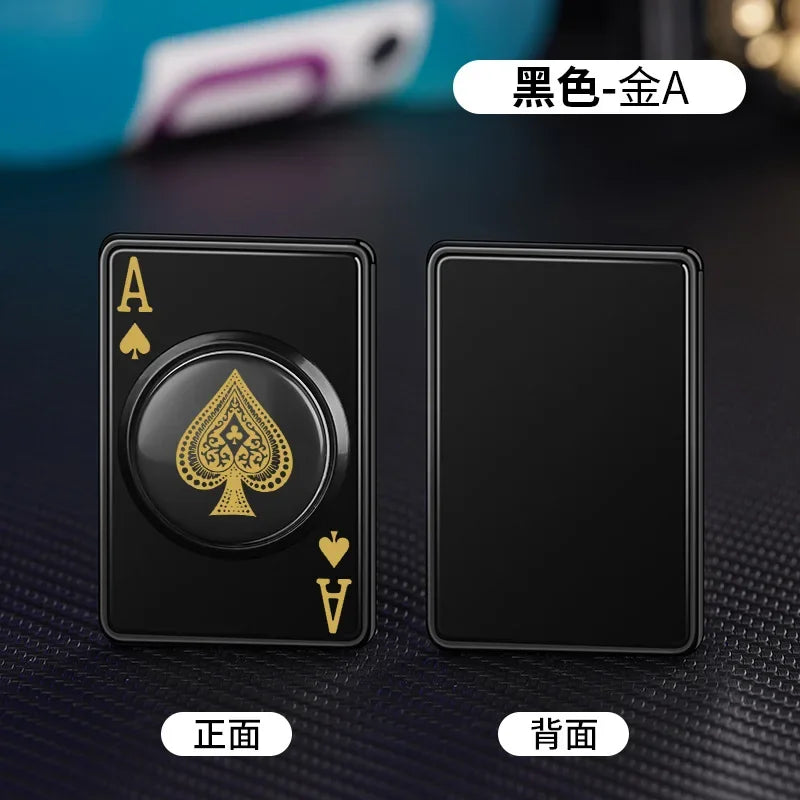 Metal Poker Card USB Charging Lighter Windproof Tungsten Wire Rotating Decompression Lighter Smoking Accessories Men's Gift