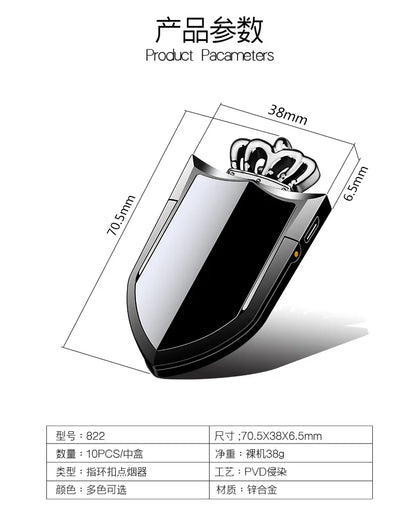 Multi functional phone ring buckle lighter charging USB car holder creative electronic cigarette lighter windproof personality
