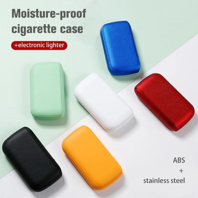 New Imitation Leather Cigarette Case with USB Tungsten Electronic Lighter Cigarette Case Men's Exquisite Gift Cigarette Tool