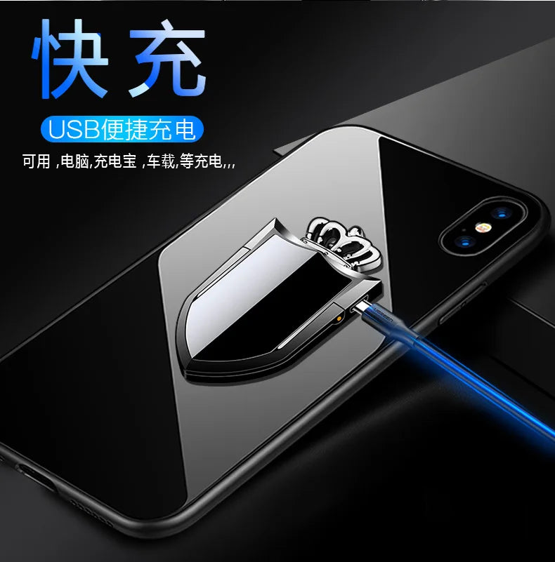 Multi functional phone ring buckle lighter charging USB car holder creative electronic cigarette lighter windproof personality