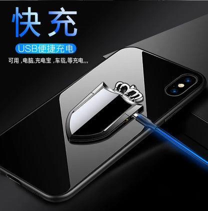 Multi functional phone ring buckle lighter charging USB car holder creative electronic cigarette lighter windproof personality