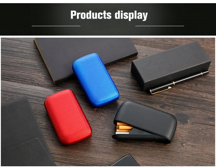 New Imitation Leather Cigarette Case with USB Tungsten Electronic Lighter Cigarette Case Men's Exquisite Gift Cigarette Tool