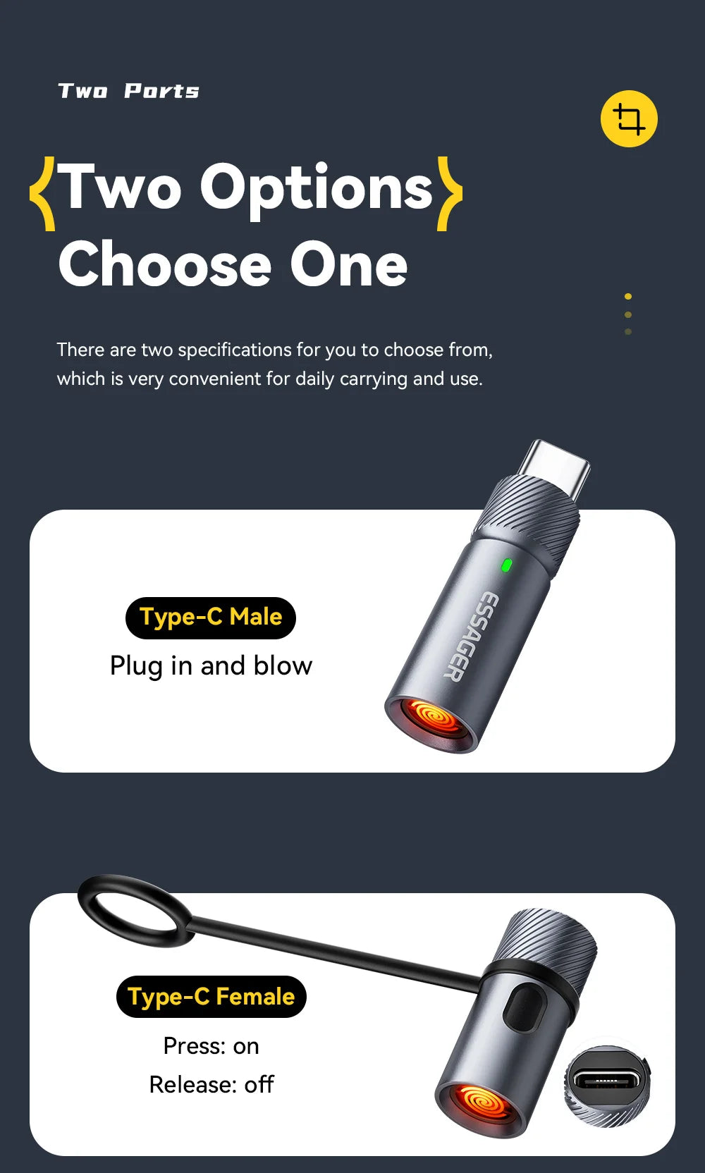 Essager Type-C Mini Cigarette Lighter Tungsten Wire Blowing Safety Energy Saving No Flame  Auto Shut-Off for Air Travel Outdoor