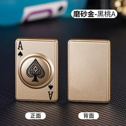 Metal Poker Card USB Charging Lighter Windproof Tungsten Wire Rotating Decompression Lighter Smoking Accessories Men's Gift