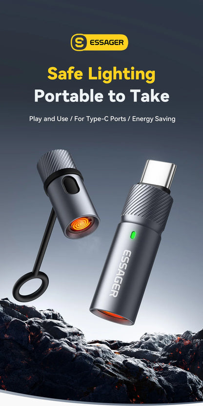 Essager Type-C Mini Cigarette Lighter Tungsten Wire Blowing Safety Energy Saving No Flame  Auto Shut-Off for Air Travel Outdoor