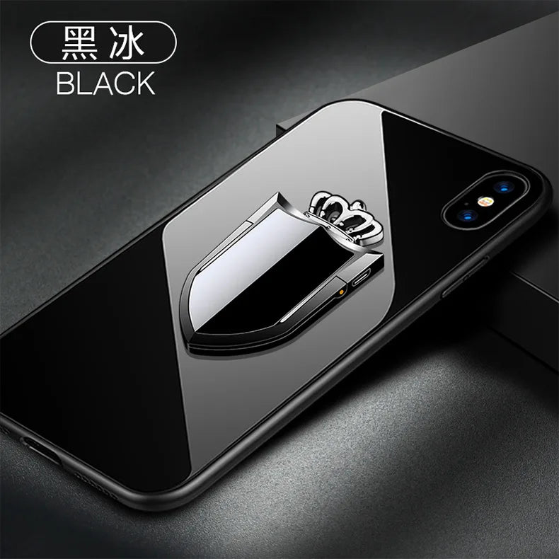 Multi functional phone ring buckle lighter charging USB car holder creative electronic cigarette lighter windproof personality